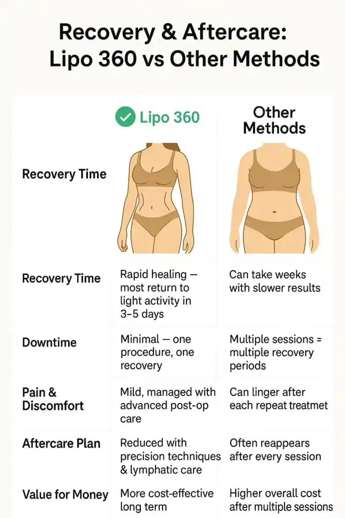 Recovery and Aftercare for Fat-Dissolving Surgery 2 Table to show fat dissolving injection aftercare Wimborne